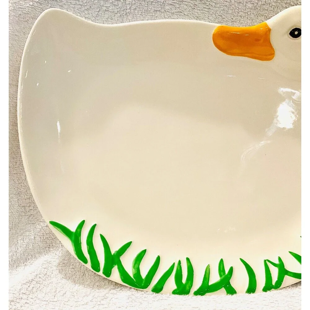 White Duck Goose Plate Platter Serving Dish 8.5”x12” Farmhouse Cottagecore